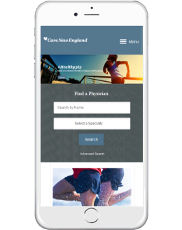 Care New England Mobile Homepage
