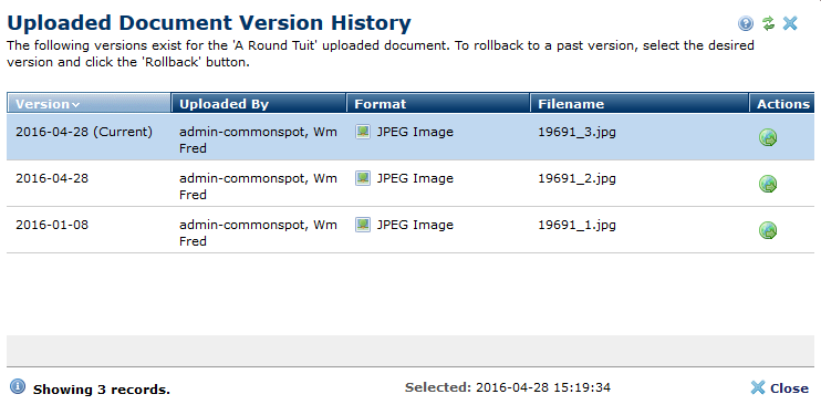 Uploaded Document Versions