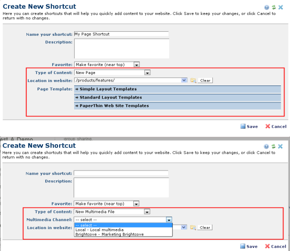 Create New Shortcut